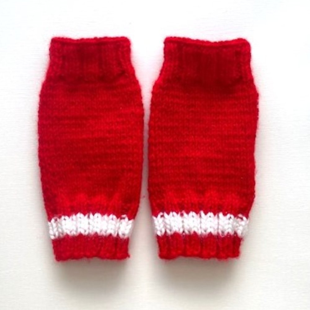 Red and White Fingerless Mittens